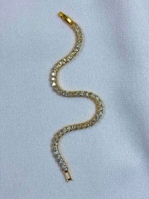 Chhavi Micro Gold Crystal Wave Tennis Bracelet