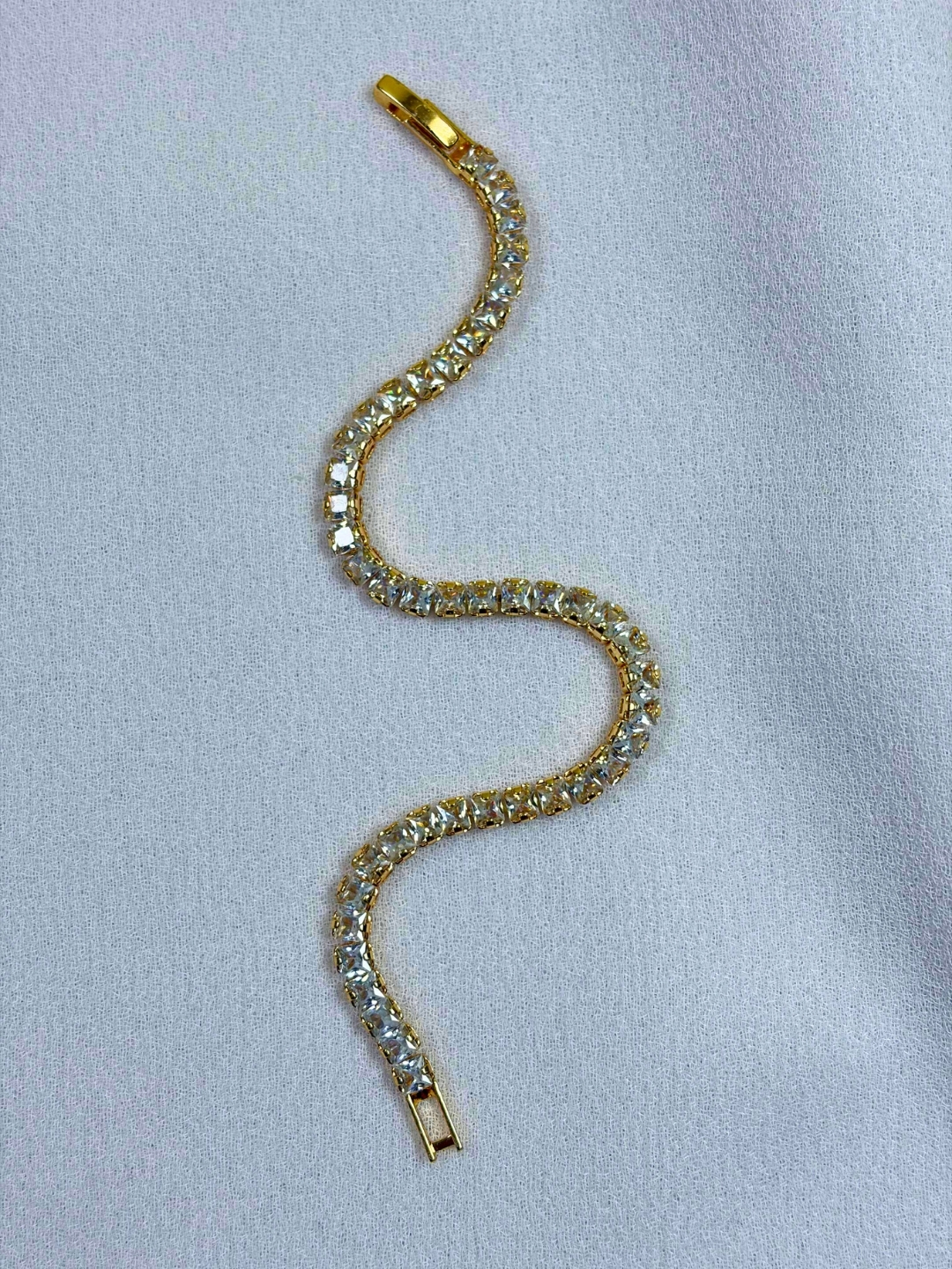 Chhavi Micro Gold Crystal Wave Tennis Bracelet