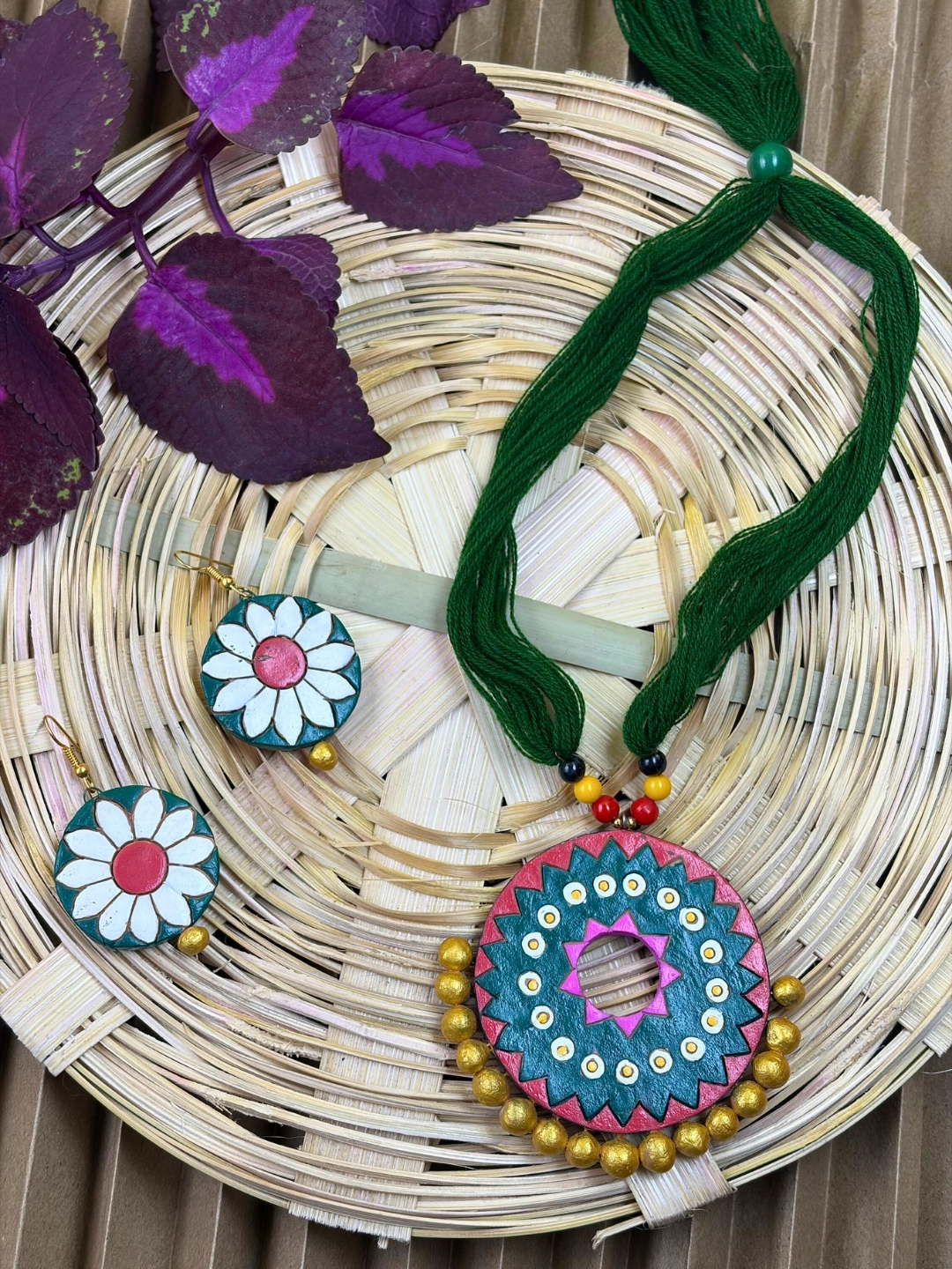 Wild Daisy Terracotta Necklace Set | Handmade Clay Jewellery | Matee