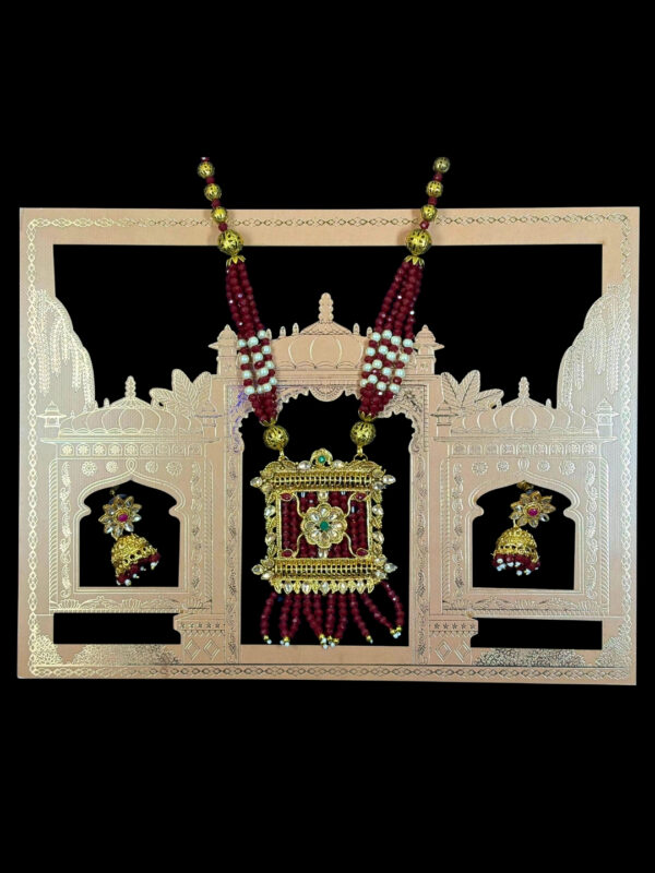 Kumkum Beaded Long Necklace Set