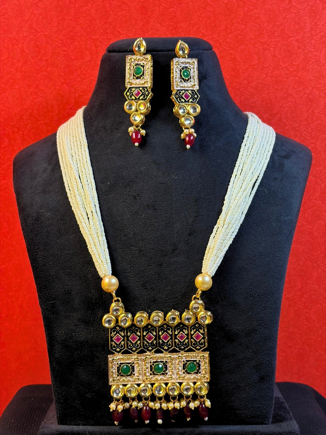 Abheera Pearl Long Necklace Set