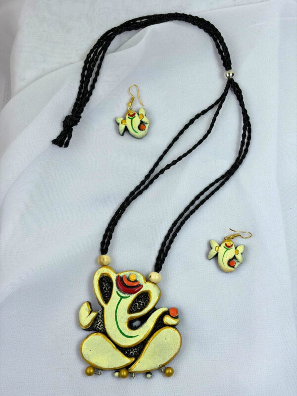 Vinayaka Terracotta Necklace Set | Handmade Ganesh Clay Jewellery | Matee