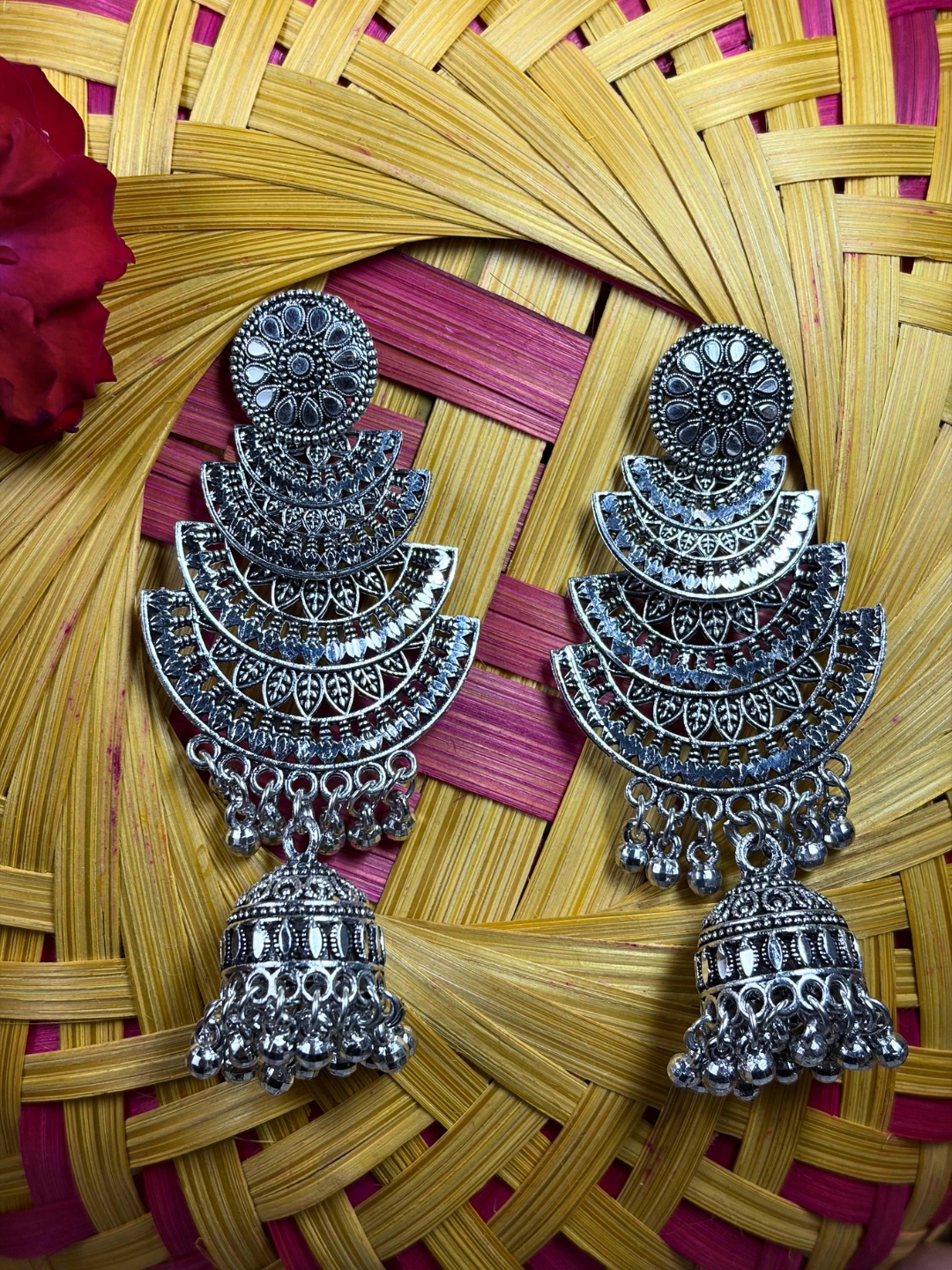 Sarod Oxidised Jhumka Earrings