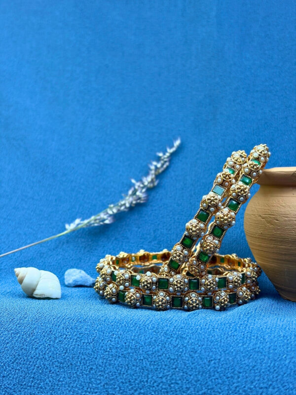 Garima Emerald Pearl Heritage Bangles Set