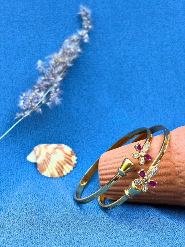 Kanika Micro Gold Floral Stone Adjustable Bracelets