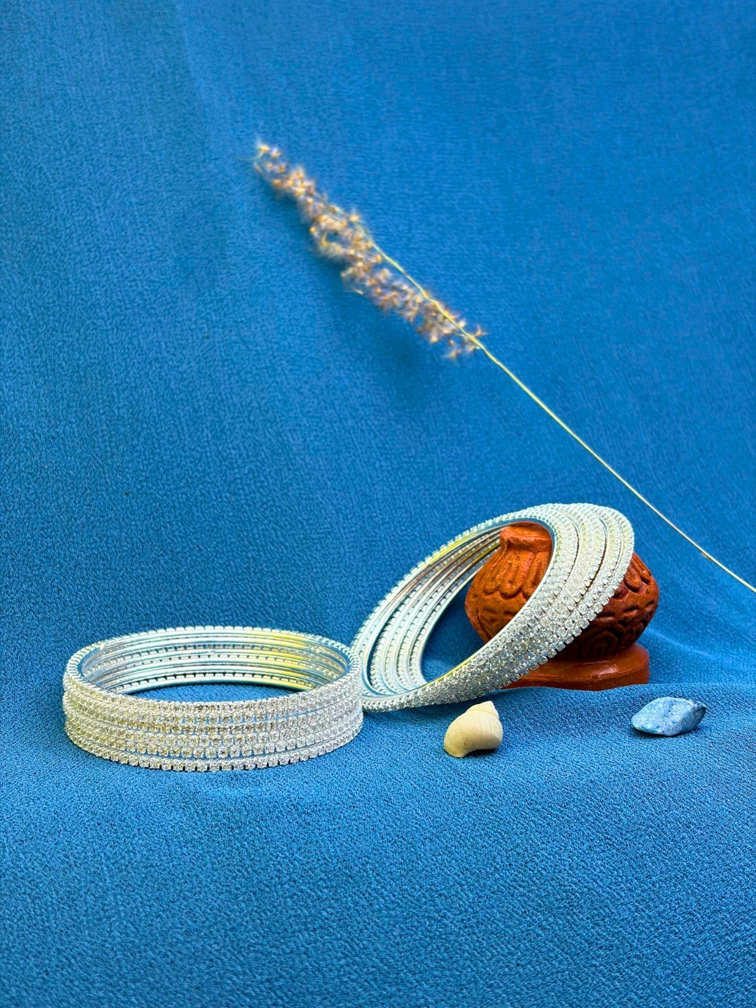 Chandrika Silver Stone Bangles