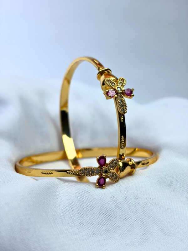 Kanika Micro Gold Floral Stone Adjustable Bracelets