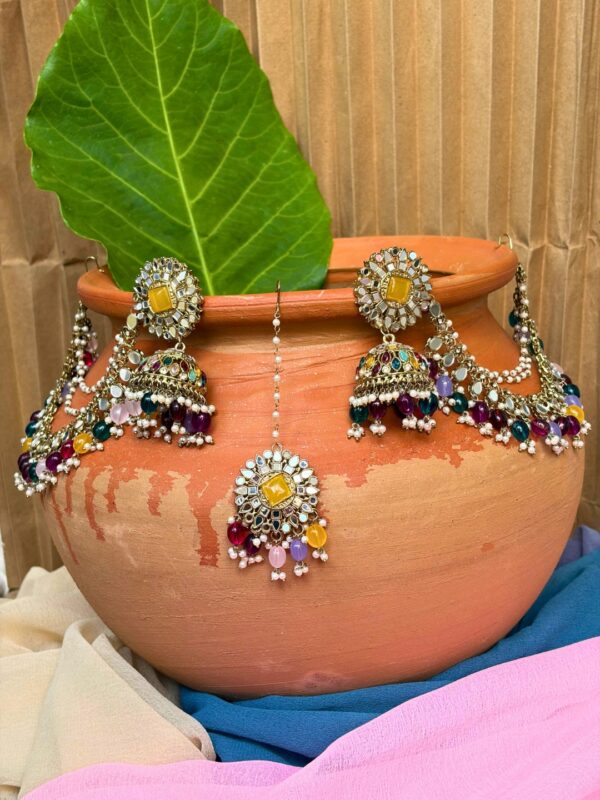 Prayagraj Kundan Pearl Jhumka Set