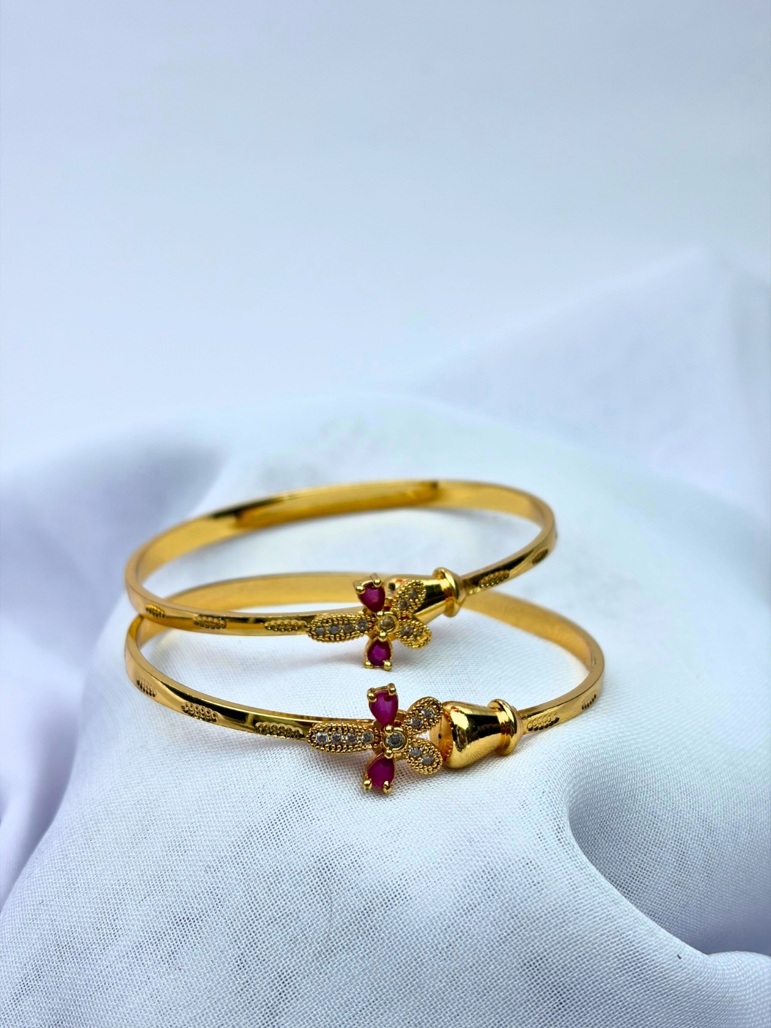 Kanika Micro Gold Floral Stone Adjustable Bracelets