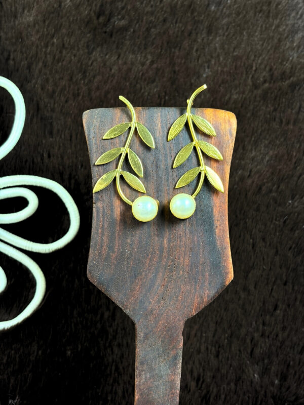 Sana Leaf Gold-Finish Earrings