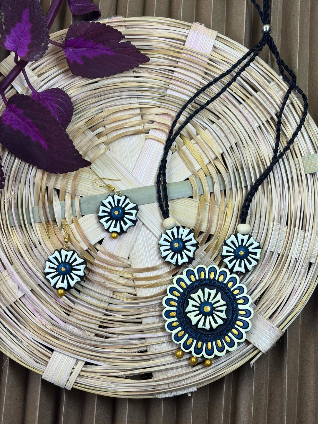 PushpaAura Terracotta Necklace Set | Handmade Floral Clay Jewellery | Matee