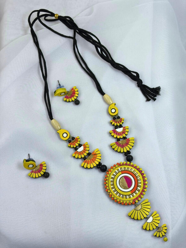 SuryaChhavi Terracotta Necklace Set | Handmade Sun Motif Clay Jewellery | Matee