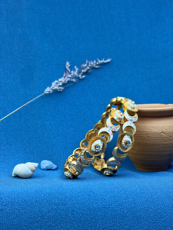 Vasudha Pearl Enamel Designer Kada
