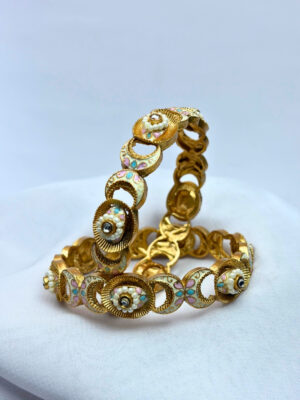Vasudha Pearl Enamel Designer Kada