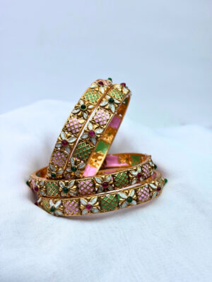 Bhavika Floral Enamel Heritage Bangles Set