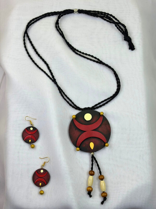 Moh Terracotta Necklace Set | Handmade Geometric Clay Jewellery | Matee