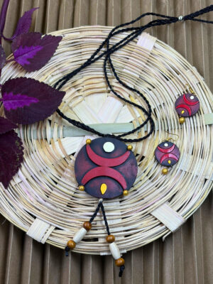 Moh Terracotta Necklace Set | Handmade Geometric Clay Jewellery | Matee