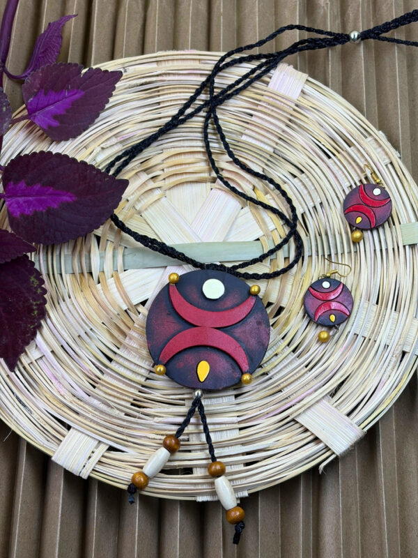 Moh Terracotta Necklace Set | Handmade Geometric Clay Jewellery | Matee