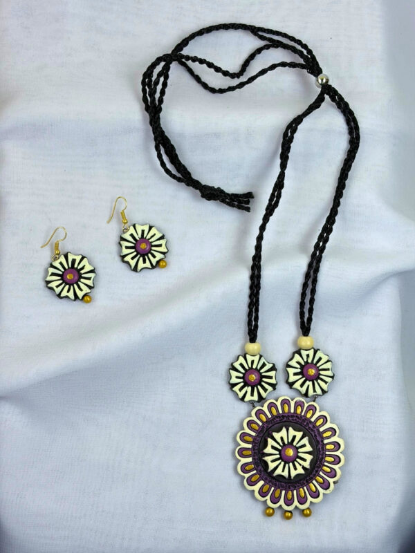 PushpaAura Terracotta Necklace Set | Handmade Floral Clay Jewellery | Matee