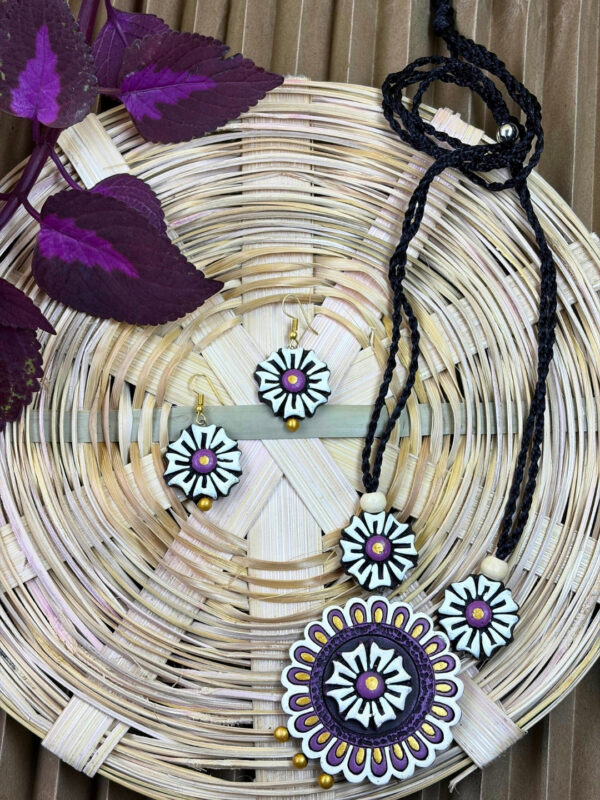 PushpaAura Terracotta Necklace Set | Handmade Floral Clay Jewellery | Matee