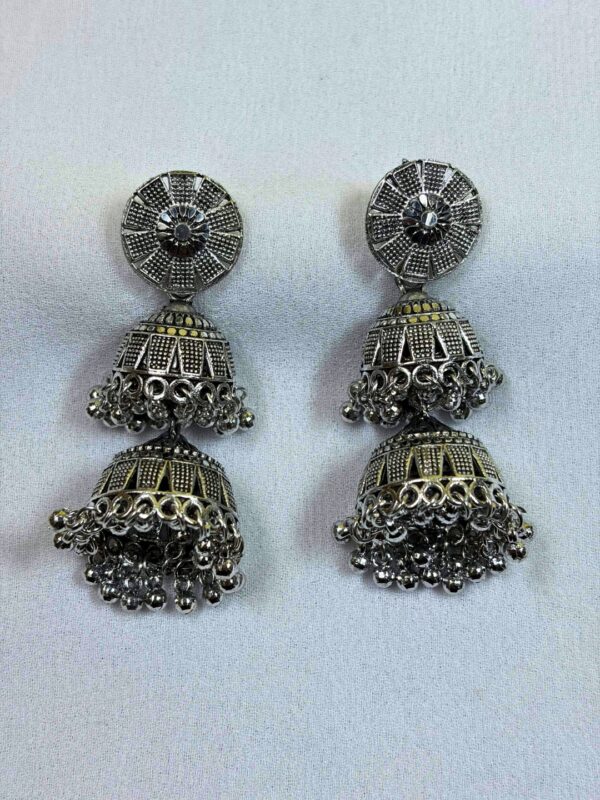 Tanpura Oxidised Jhumka Earrings