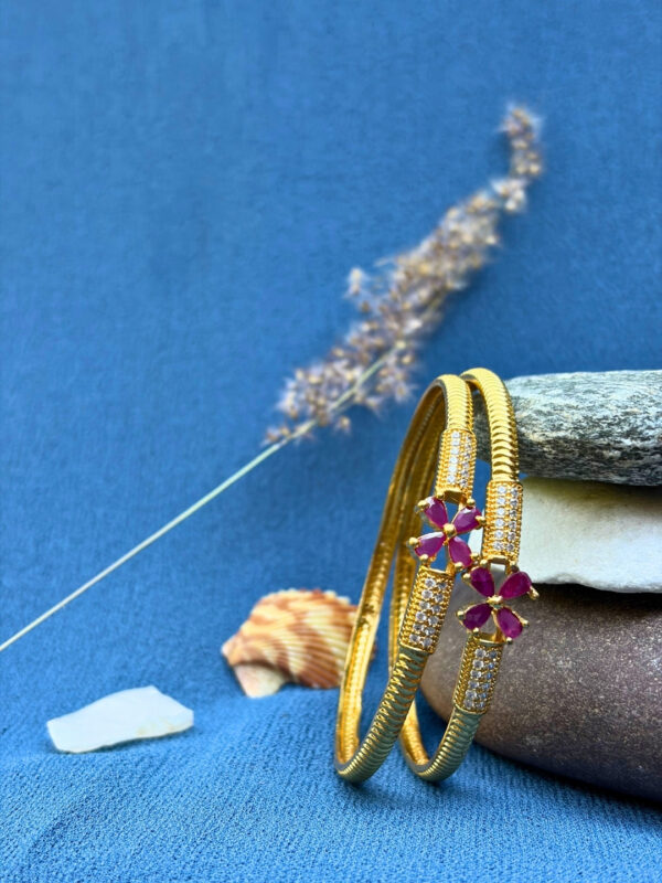 Rivika Micro Gold Ruby Floral Bracelets