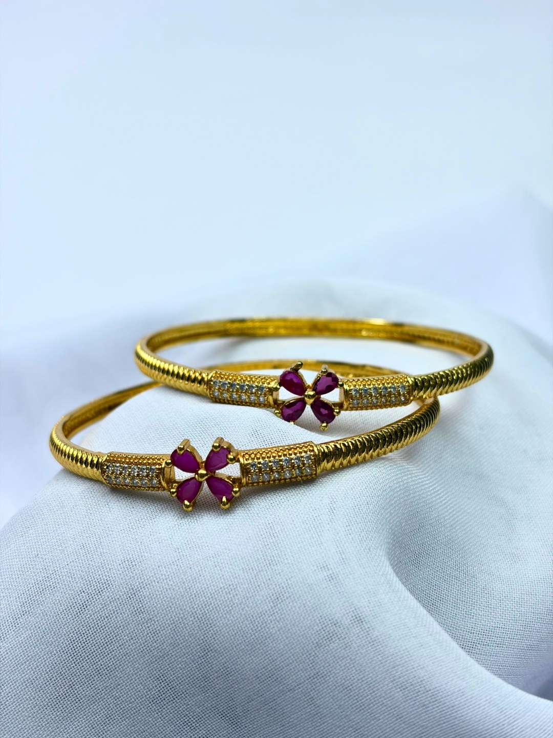 Rivika Micro Gold Ruby Floral Bracelets