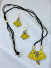 Suramya Bloom Terracotta Necklace Set | Handmade Yellow Floral Clay Jewellery | Matee