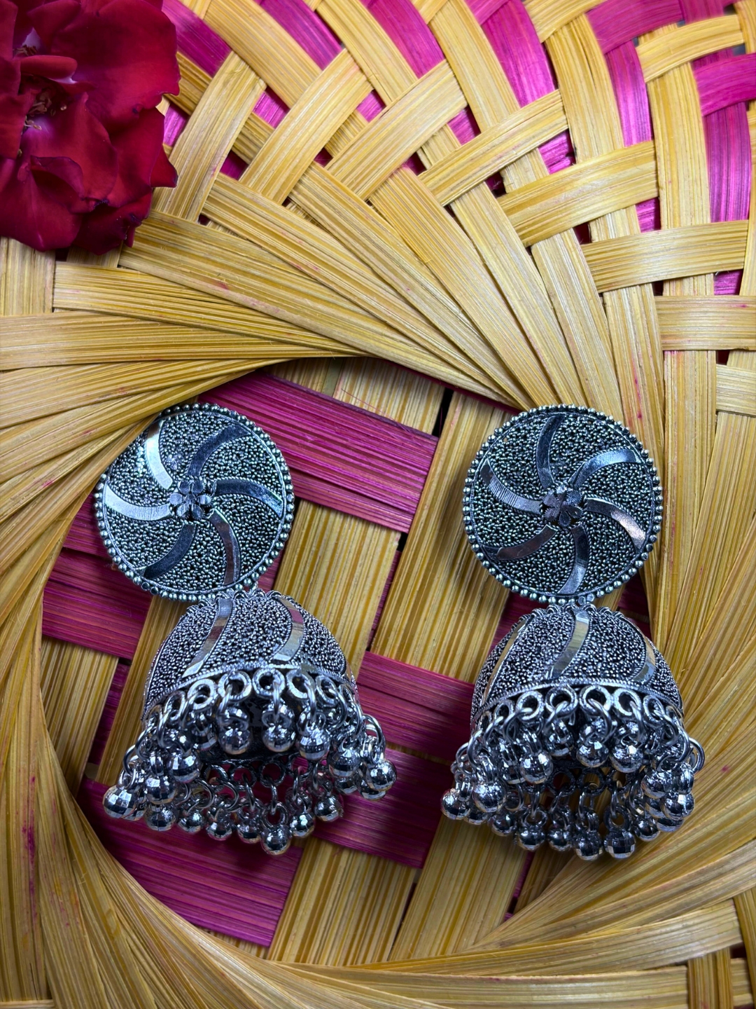 6 (2) Sarangi Oxidised Jhumka Earrings