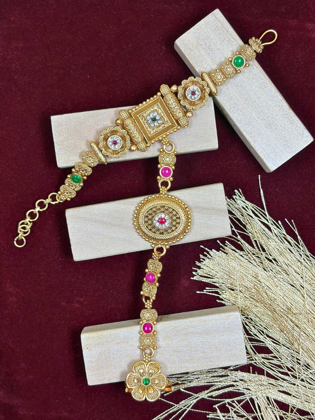 Eleni Royal Antique Hath Phool Bracelet
