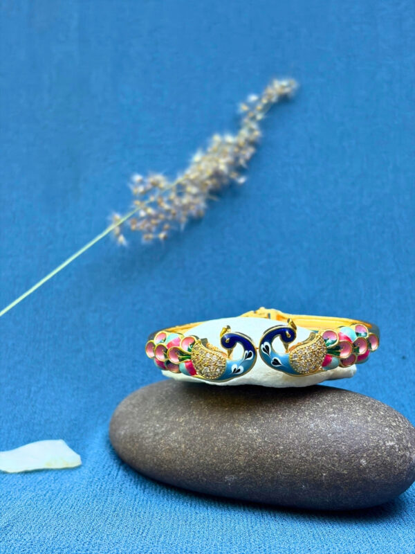 Man Mayur Micro Gold Peacock Stone Adjustable Bracelet