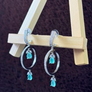 Emerald Drop Crystal Oval Hoop Earrings