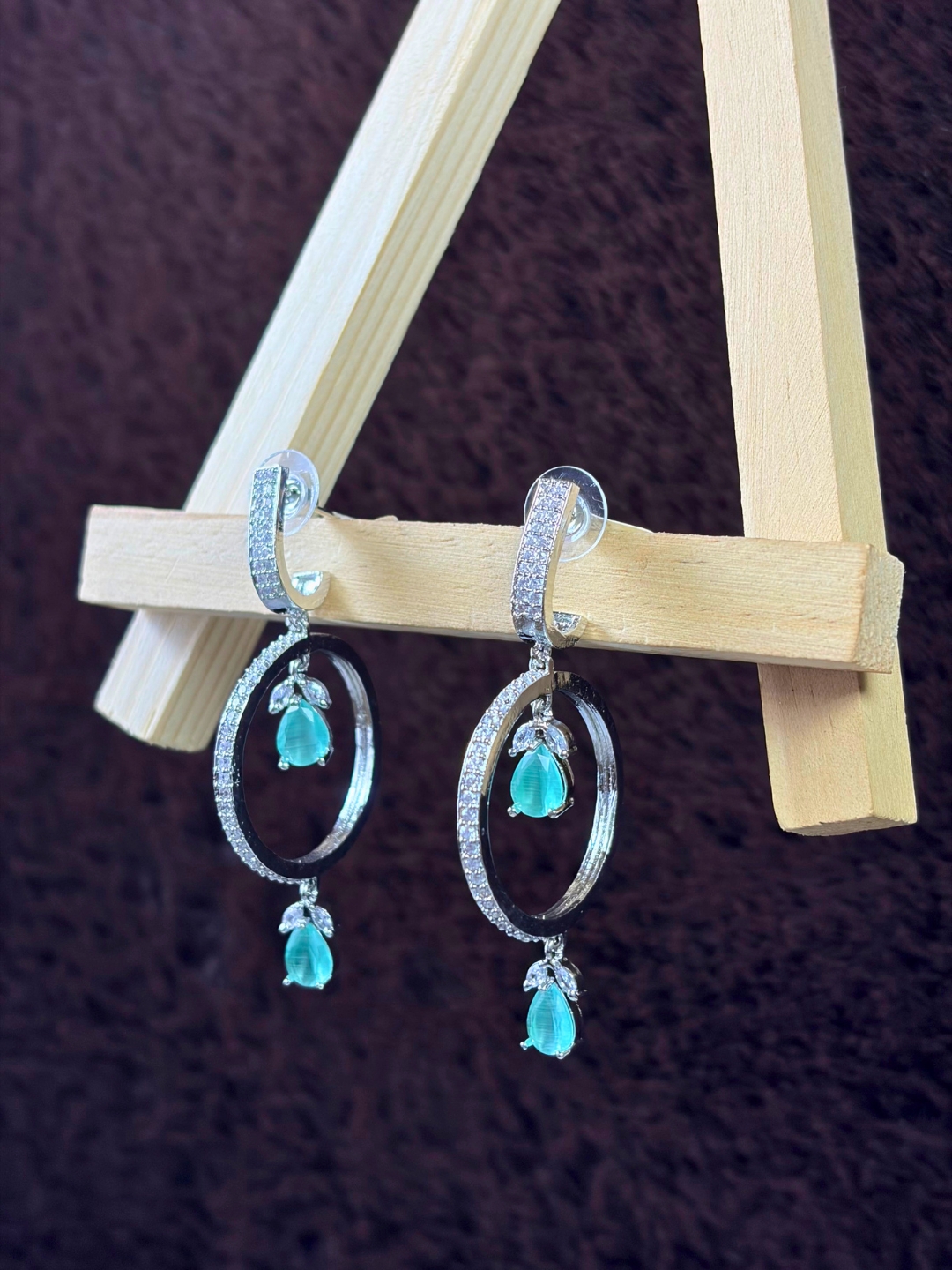 Emerald Drop Crystal Oval Hoop Earrings
