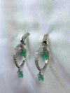 Emerald Drop Crystal Oval Hoop Earrings