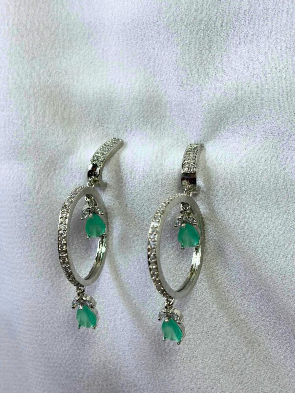 Emerald Drop Crystal Oval Hoop Earrings