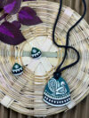 Hansika Vana Terracotta Necklace Set | Handmade Green Bird Motif Clay Jewellery | Matee