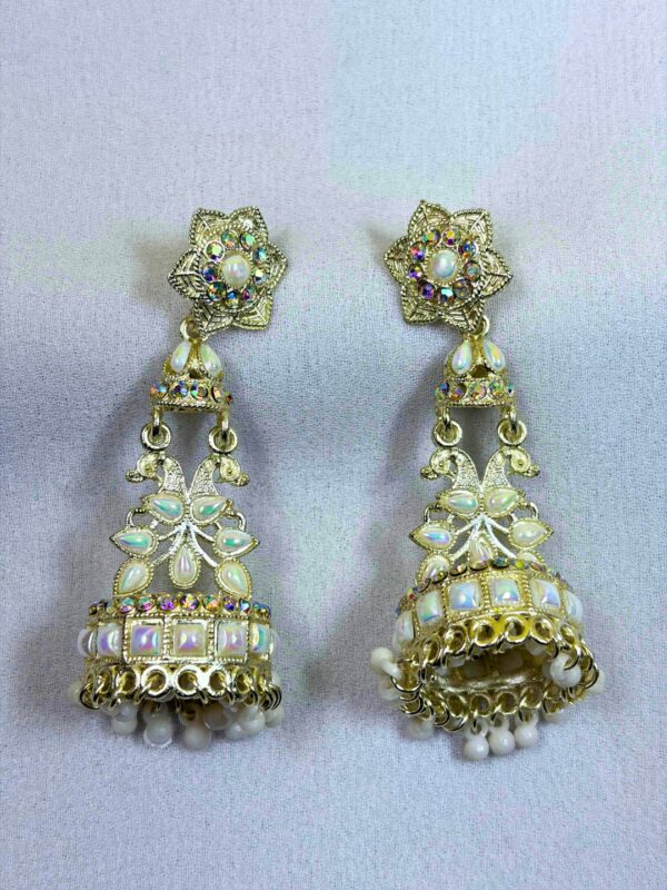 Narmada Pearl Drop Chandbali Jhumka Earrings