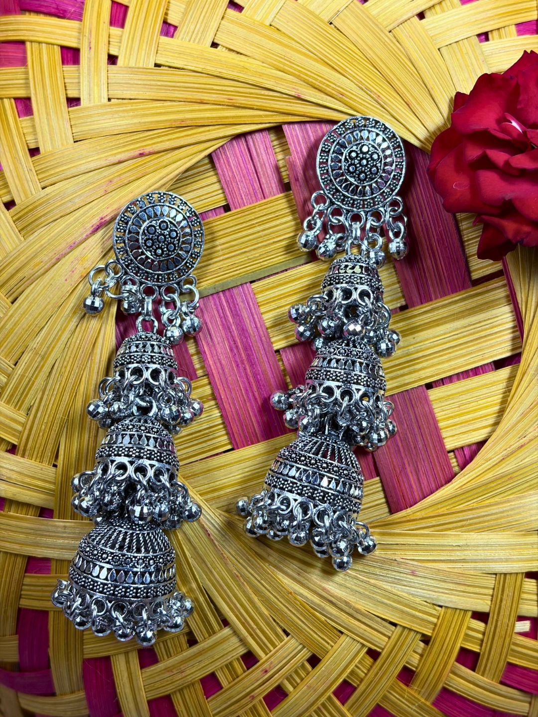 Santoor Oxidised Jhumka Earrings