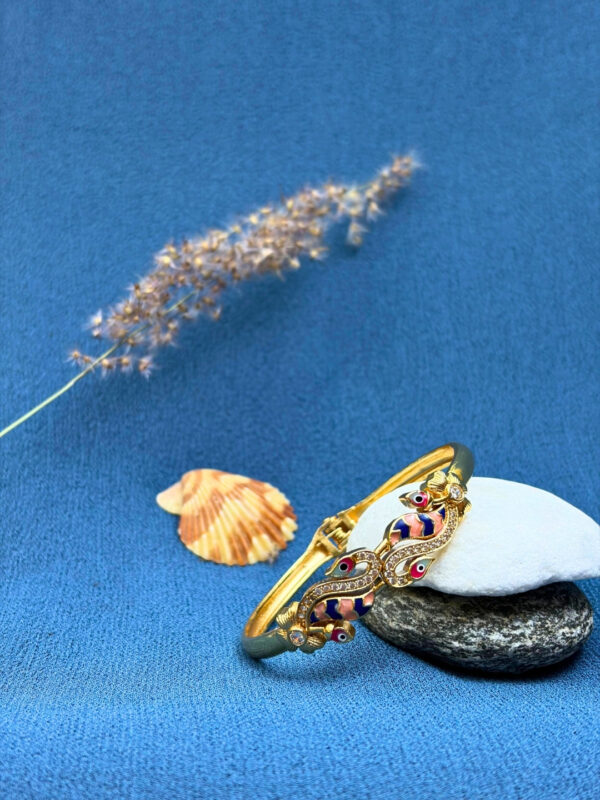 Madhurima Micro Gold Peacock Stone Adjustable Bracelet
