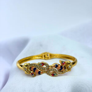 Madhurima Micro Gold Peacock Stone Adjustable Bracelet
