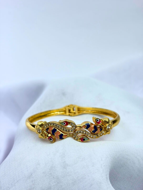 Madhurima Micro Gold Peacock Stone Adjustable Bracelet