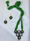 Vanika Shobhita Terracotta Necklace Set | Handmade Green Floral Clay Jewellery for Women | Matee