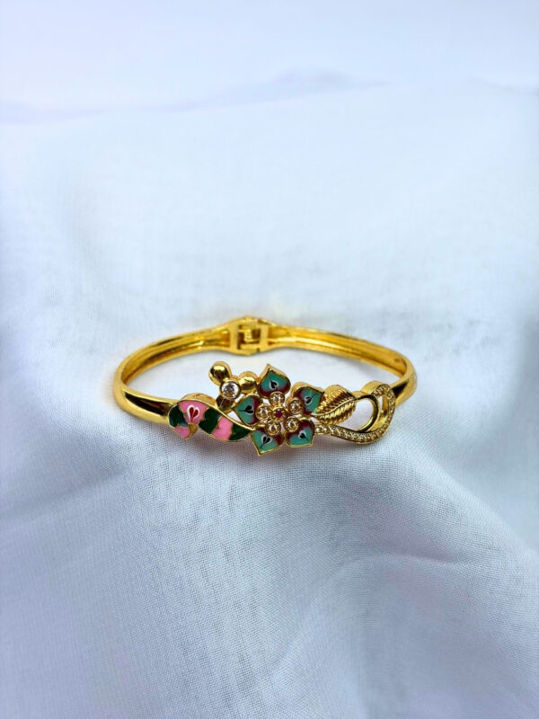 Mayurika Micro Gold Floral Stone Adjustable Bracelet