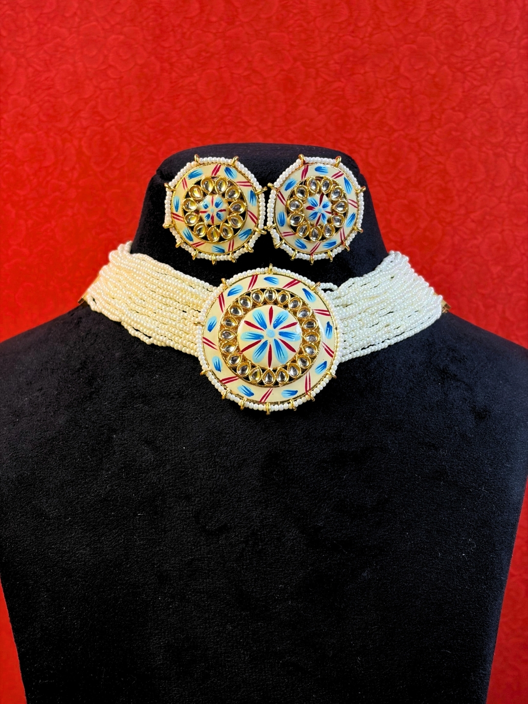 Jahnavi Pearl Choker Necklace Set