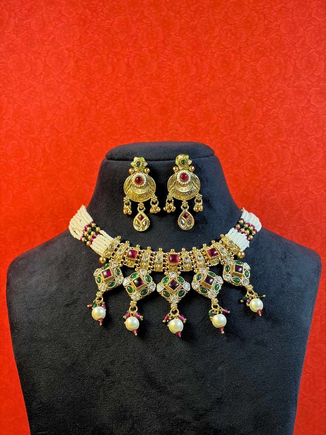 Revathi Pearl Choker Necklace Set