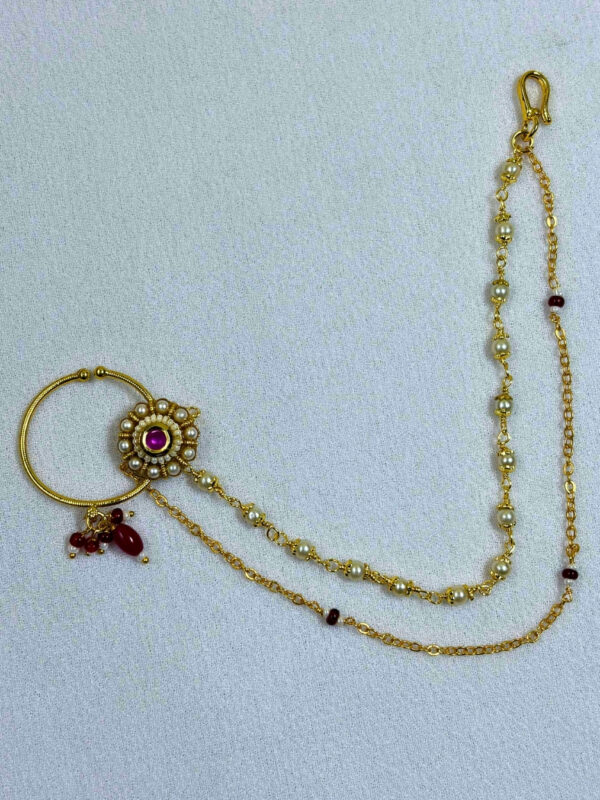 Mridang Pearl Chain Nose Ring | Nath