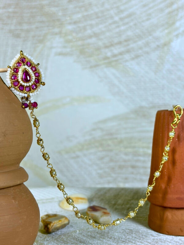 Sangam Pearl Chain Nose Ring | Nath