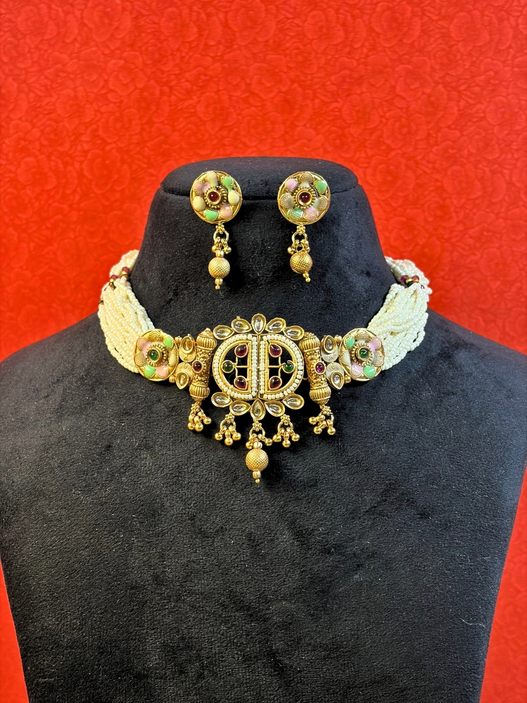 Jyotika Pearl Choker Necklace Set