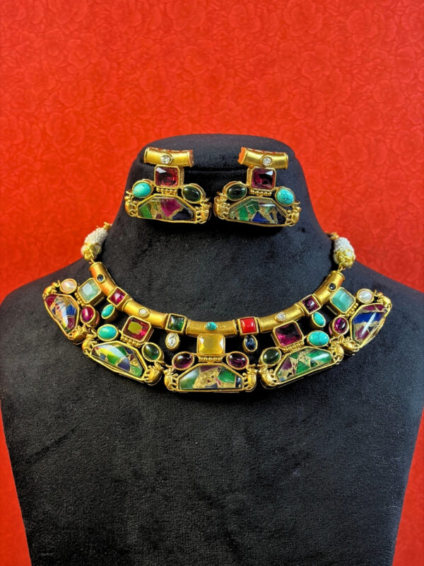 Rakul Stone Art Choker Necklace Set