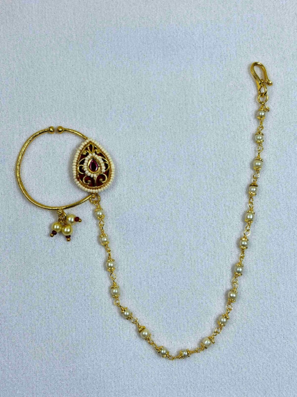 Geet Pearl Chain Nose Ring | Nath